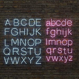 neon lighting alphabet letters 3d max