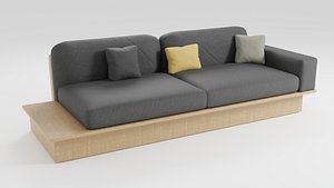 3D Small sofa in dark colors in a modern style model