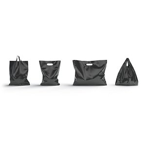 3D 4 Black Plastic Bag Stand - handle packet shapes set