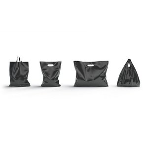 4 Black Plastic Bag Stand - handle packet shapes set