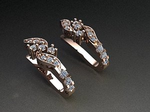 3D silver earrings model