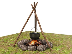 3D Bonfire Campfire model