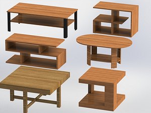 3D wood coffee table model