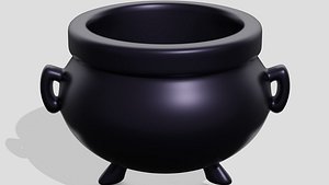 3D Dark metal cauldron