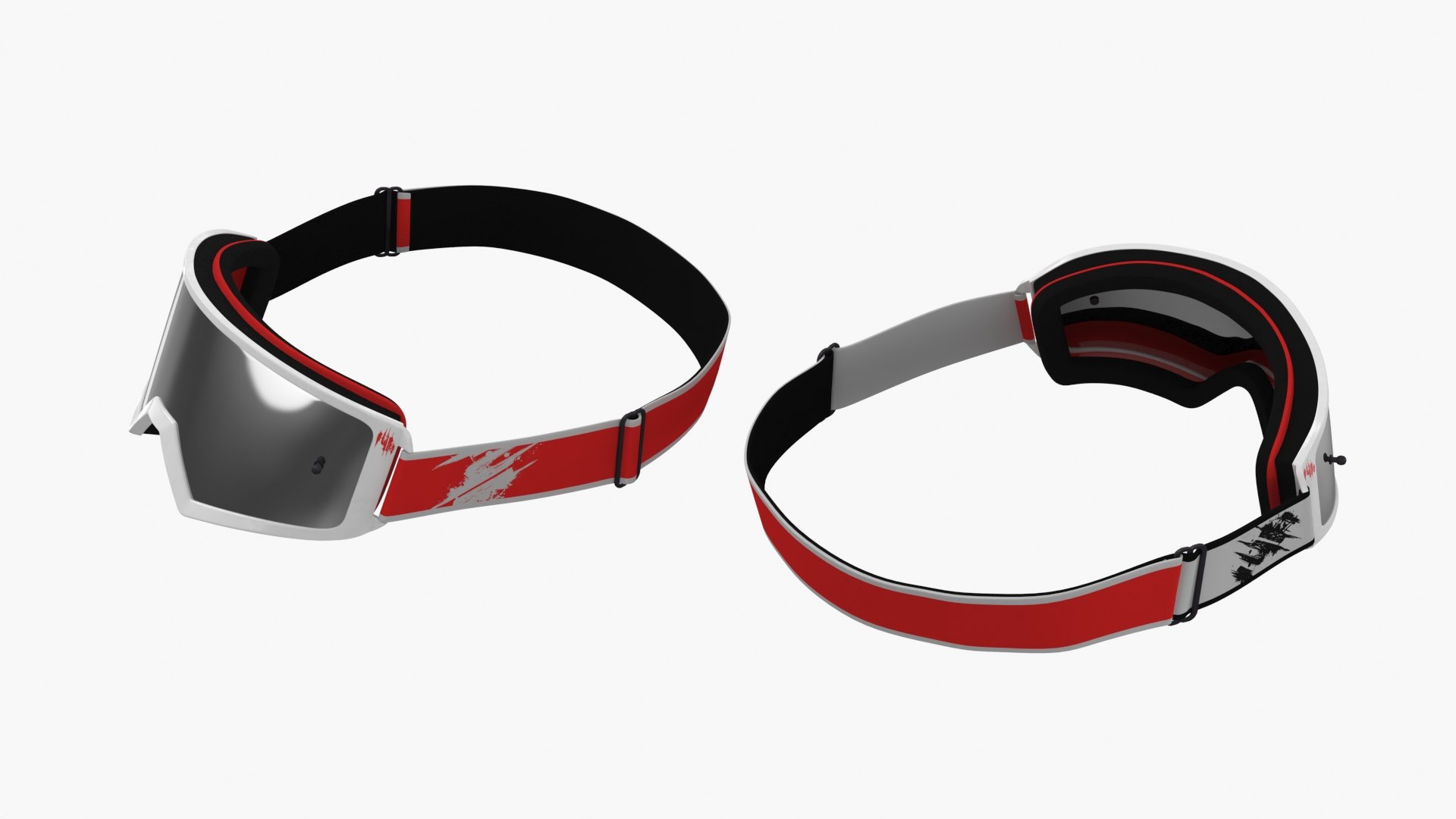 Motocross Goggles Mirror Lens White 3D model preview