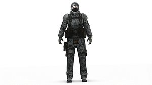 Modern Military Soldier 3D Model GameReady Rigged