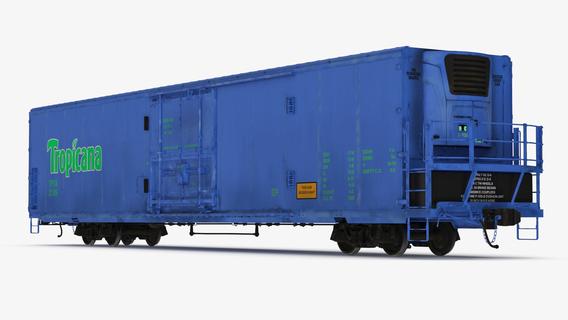 Tropicana Refrigerated Boxcar Train 3D model preview