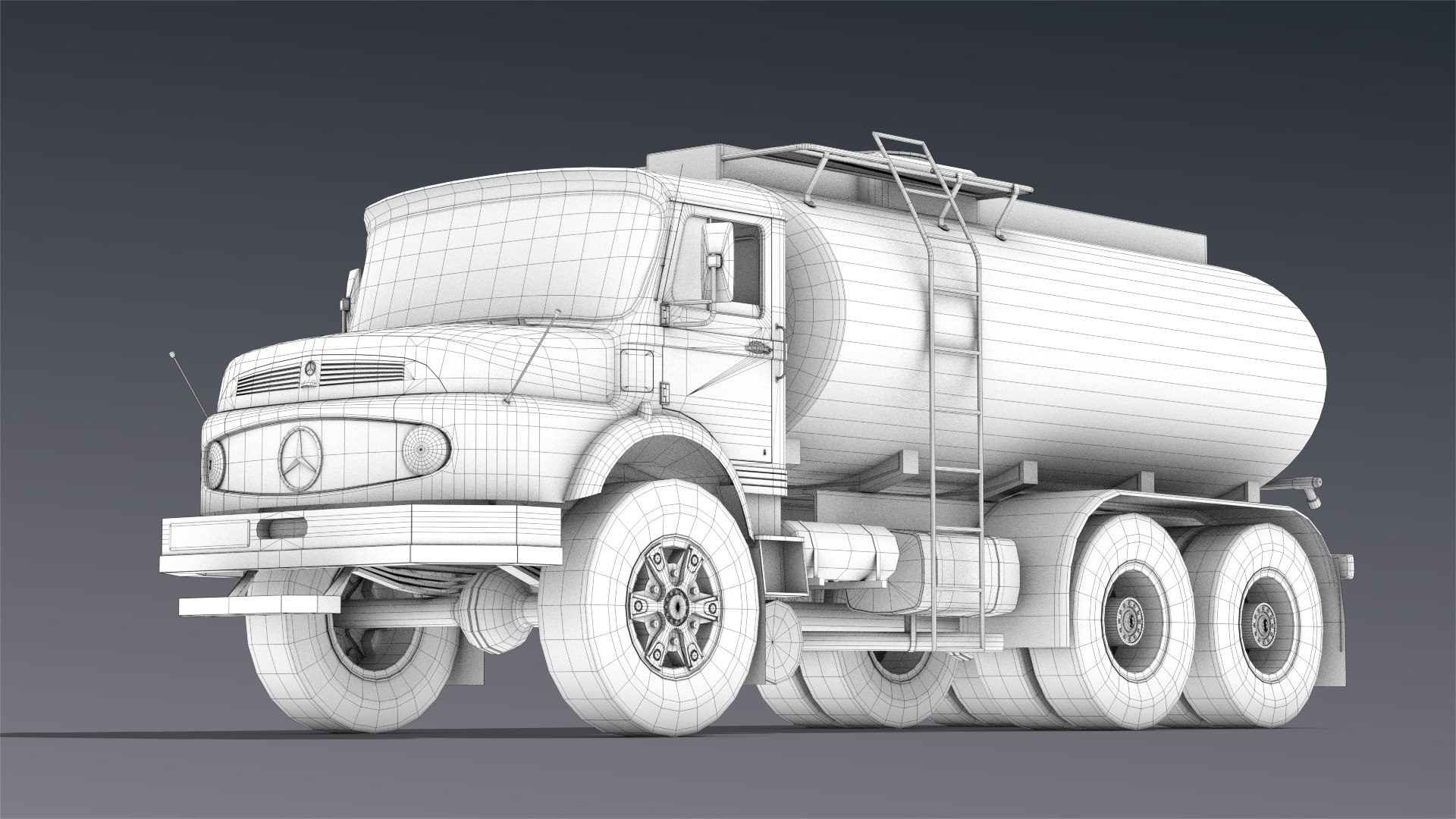 Low-poly Mercedes L2624 Tanker Truck Model - TurboSquid 1638819