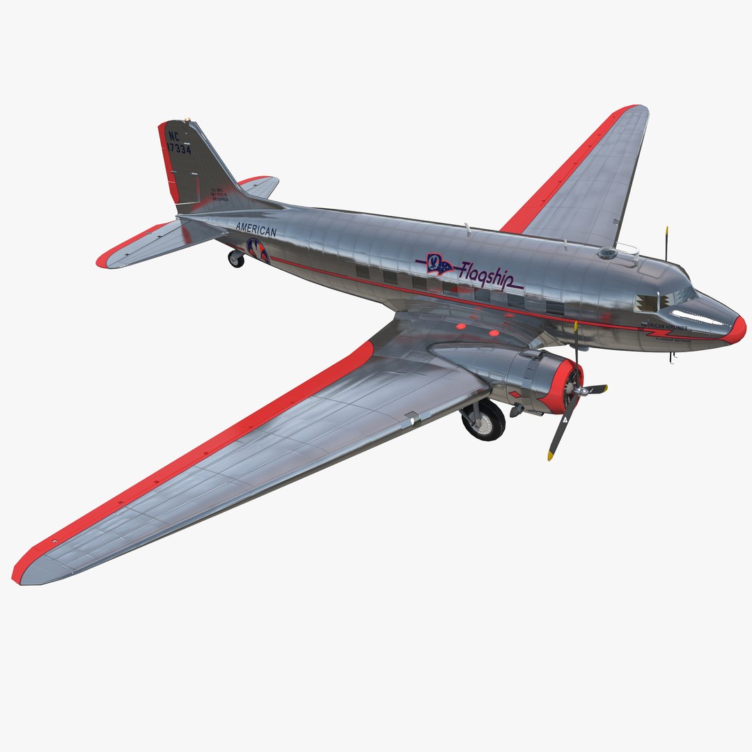 Douglas DC-3 American Airlines for C4D 3D model preview