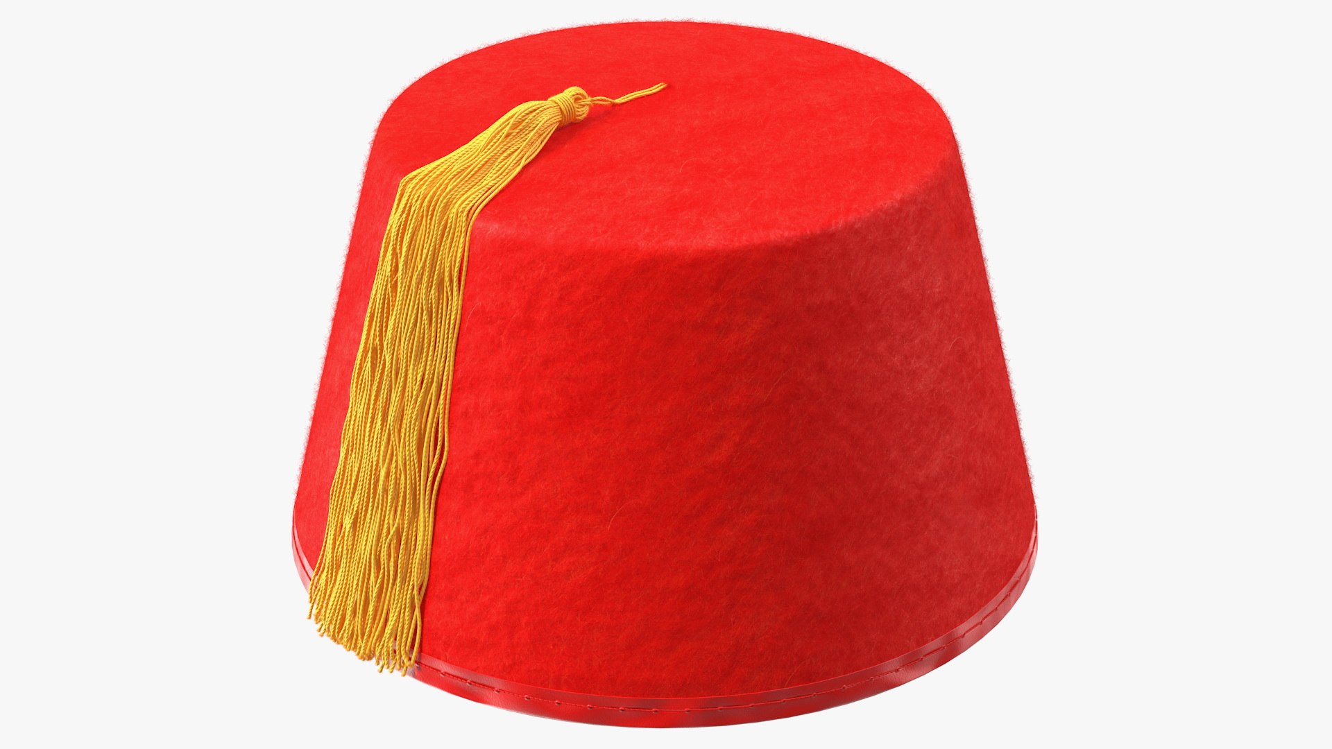 red cylinder hat with tassel