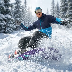 Snowboarder Downhill Carving Animated Rigged For Maya 3D