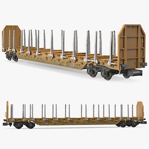 axled stake wagon dirty 3D model