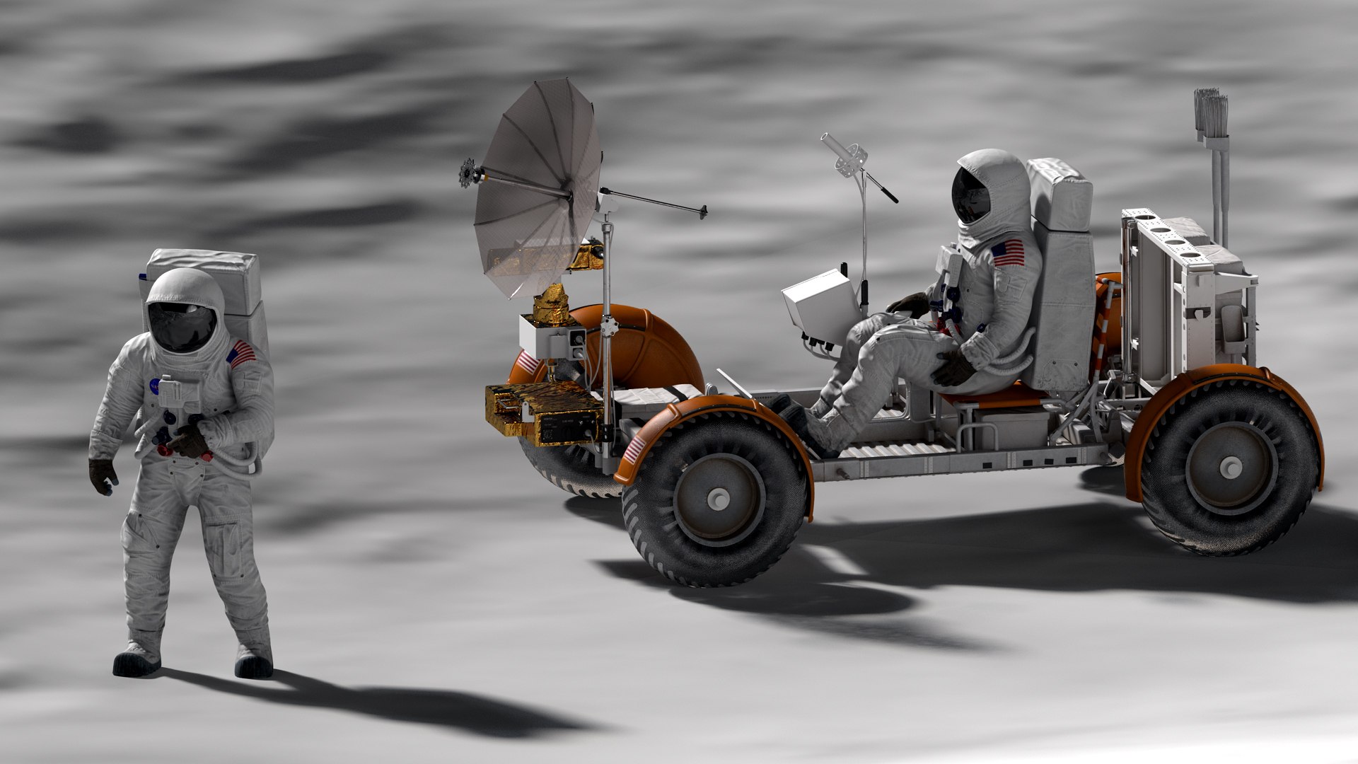 Lunar Roving Vehicle with Astronaut model https://p.turbosquid.com/ts-thumb/sX/DAeL2c/CD/lunarrovingvehiclewithastronaut3dsmodel002/jpg/1643958927/1920x1080/fit_q87/841bd108c0d99e6901b07fa3ead636084ff1bd3b/lunarrovingvehiclewithastronaut3dsmodel002.jpg