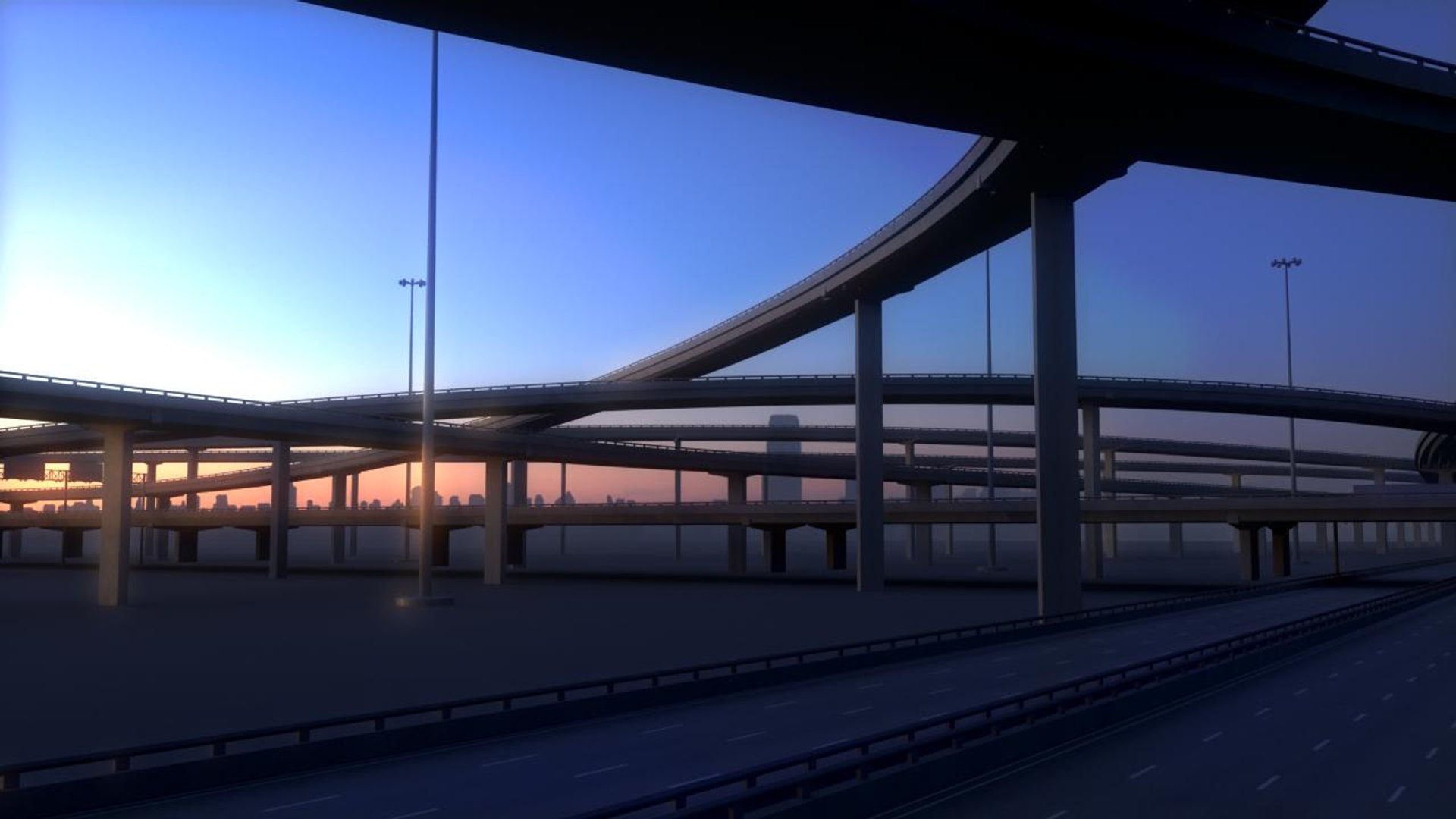 3D Freeway Roads Street Model - TurboSquid 1339730
