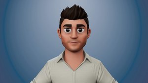 Male with casual suit cartoon Stylized 3D model