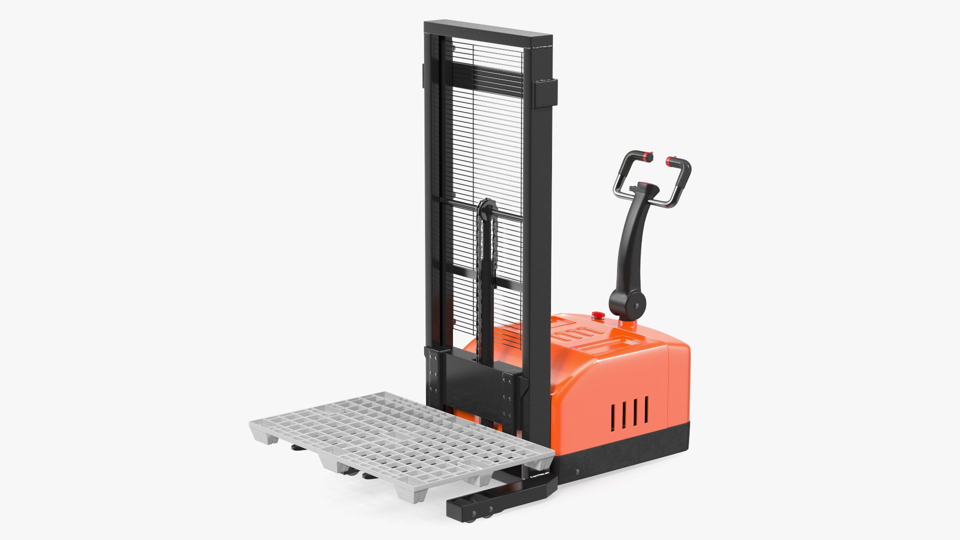 Electric Pallet Stacker with Plastic Pallet 3D model preview