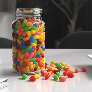 Clamp Lid Glass Jar with Jelly Bean Candy Multicolor 3D model