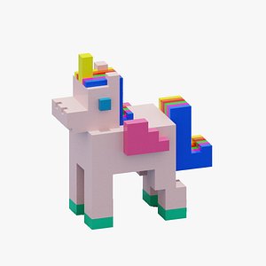 3D model Voxel Unicorn