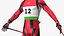 Biathlonista w pełni wyposażony, uzbrojony