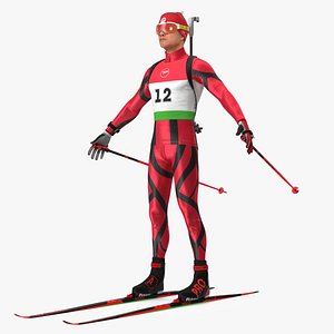 Biathlete Fully Equipped Rigged