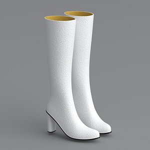 3D Knee Boots White