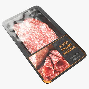 Salami sausage sliced in packaging model