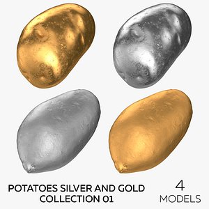3D Potatoes Silver and Gold Collection 01 - 4 models model