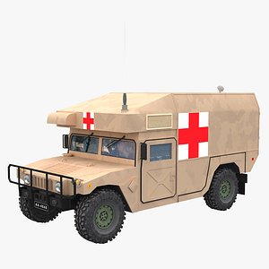 Low Poly Military Ambulance HMMWV M997