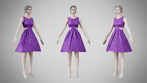 Dress 33 Royal Velvet Purple With Design