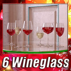 3d 6 wine glass collections model