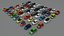 collection of 50 low poly cars 3D model