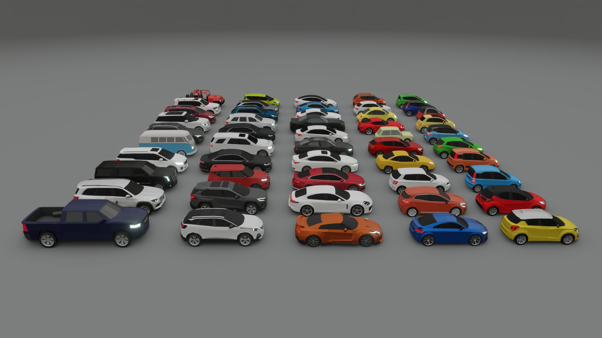 collection of 50 low poly cars 3D model https://p.turbosquid.com/ts-thumb/sY/dqHRDB/XL/50carspack10/png/1624728830/1920x1080/fit_q87/51137a34f0c1746110ba7ef678c823069f1d4100/50carspack10.jpg