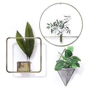 3D model indoor metal frame plant pot