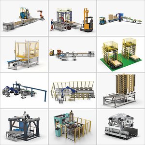 Collection of Automatic Palletizing System 3D model