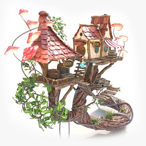 3D Subdivision  LowPoly Fairy Treehouse