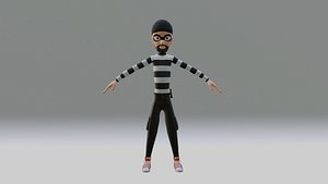 Thief Cartoon Character 3D model