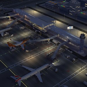 3D airport airfield night