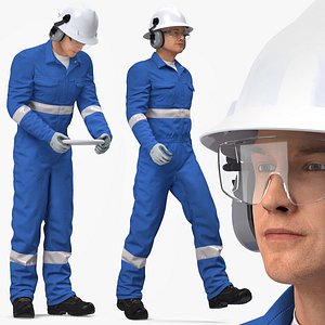 Oil Gas Worker Fully Equipped Rigged Model 3D model
