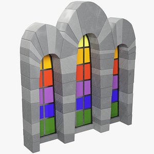 stylized old castle window 3D model