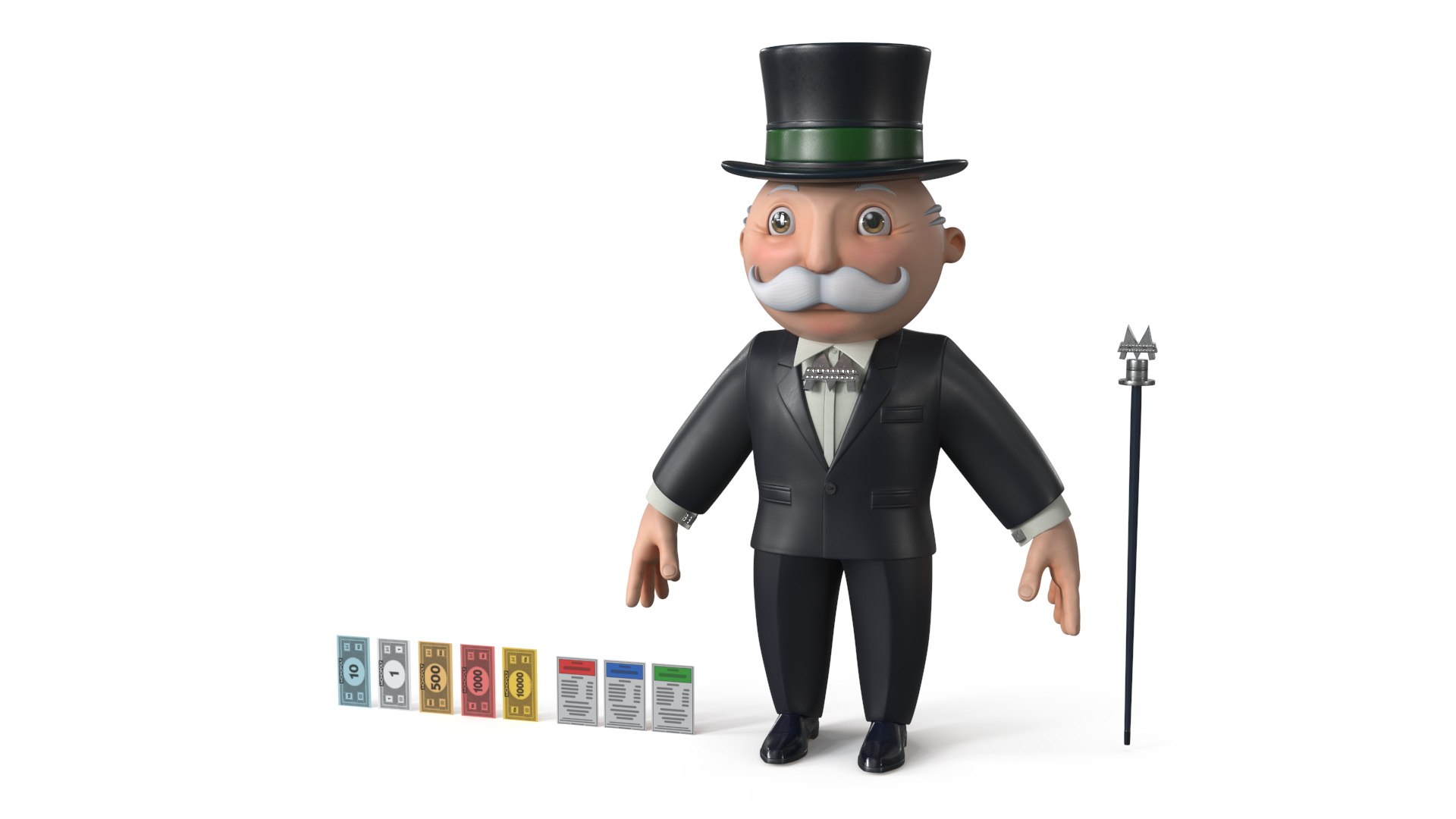 Mr Monopoly A-pose 3D model preview