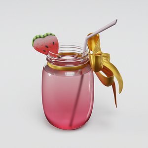 Melon juice in glass 3D model