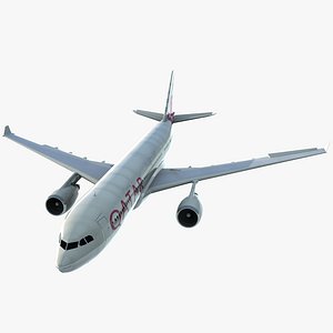Jet Airliner Airbus A330-200 Qatar Rigged 3D Model