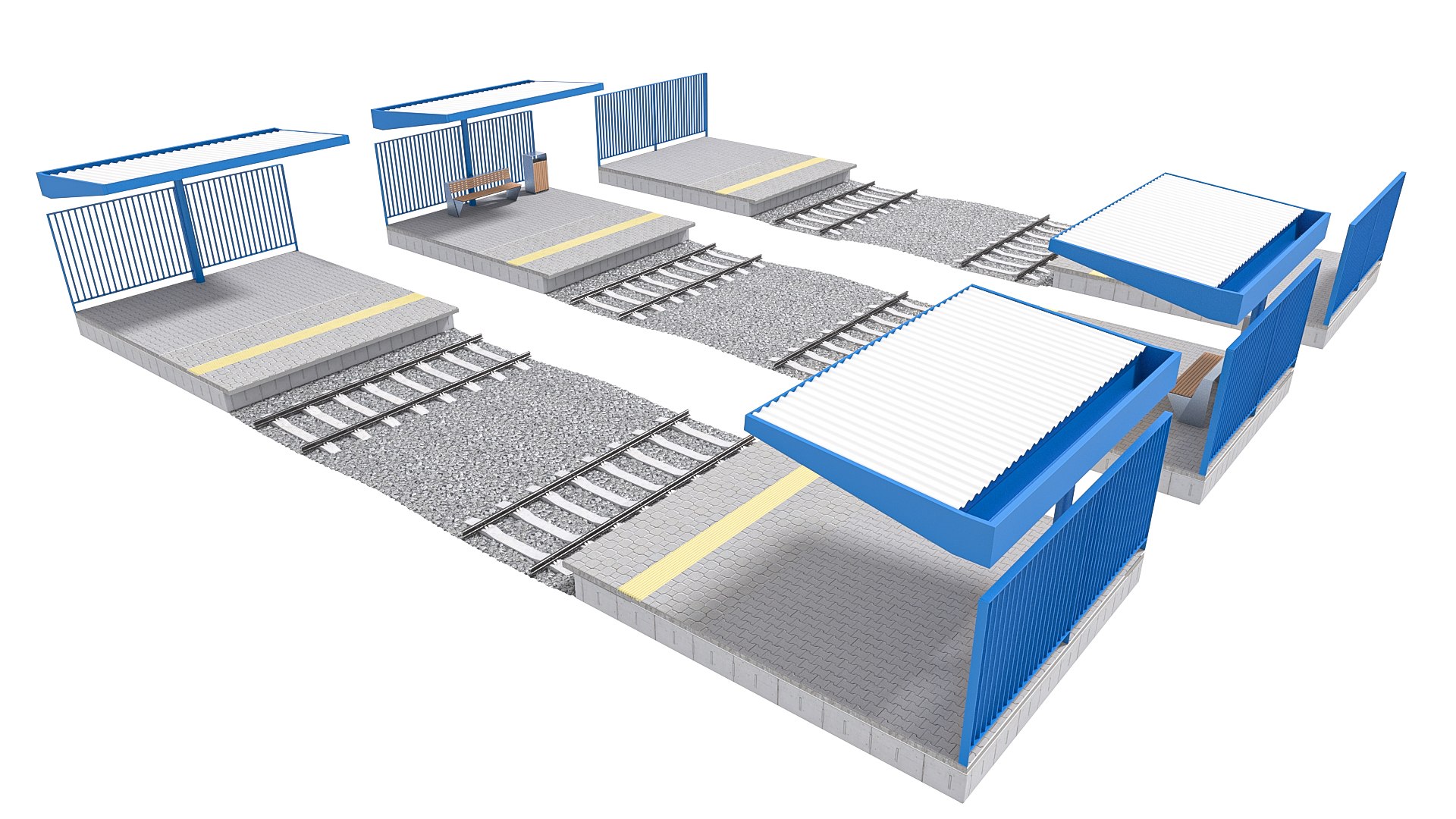 Train Platform Modules 01 3D Model - TurboSquid 2297338