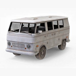 low-poly old generic van 3D