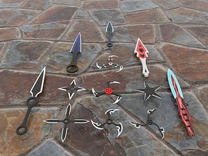 shurikens kunai 3D model