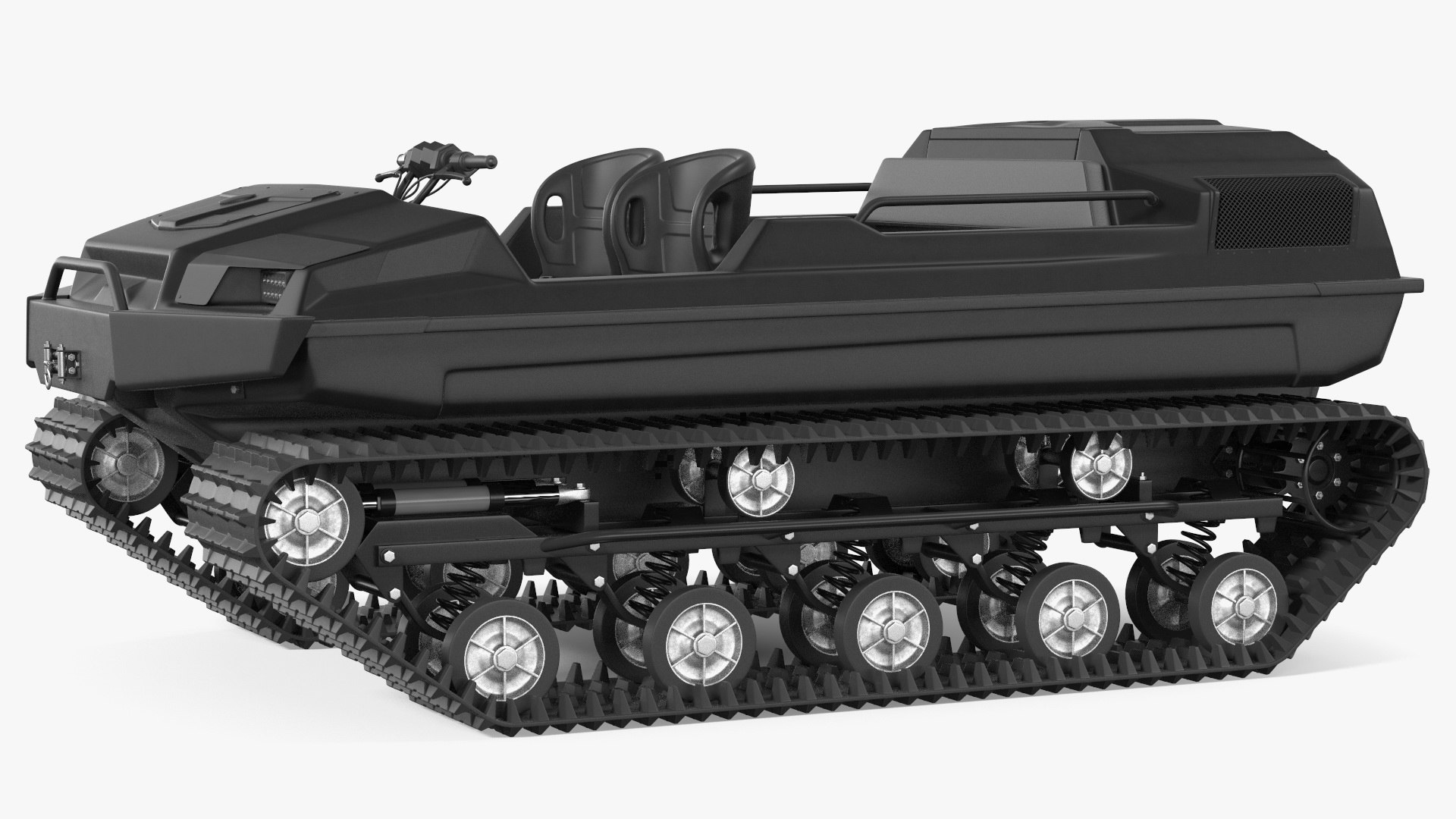 Amphibious Vehicle No Roof Black 3D model preview