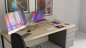 Apple Computer Desk by Nikdox 3D