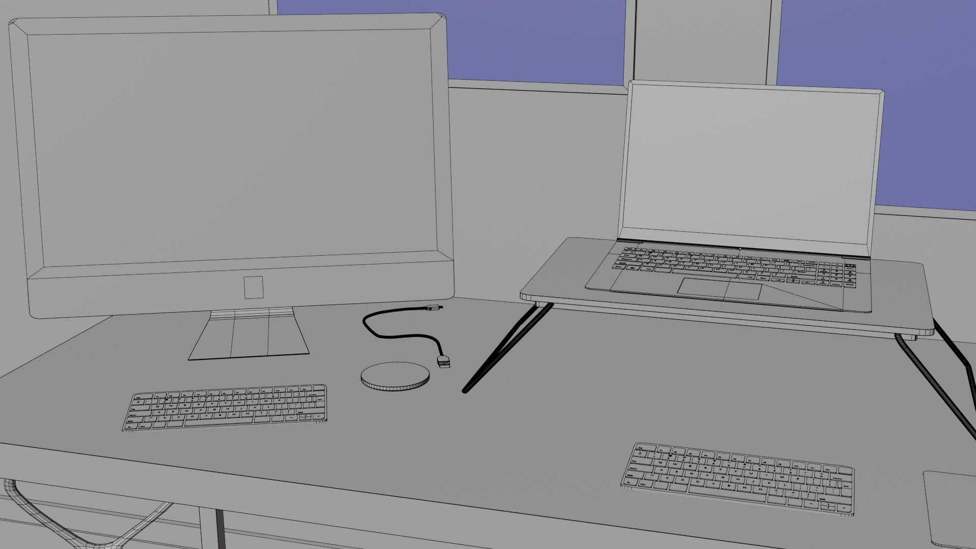 Apple Computer Desk By Nikdox 3D - TurboSquid 1966362