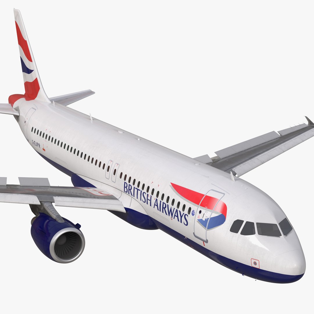Airbus A320 British Airways Rigged 3D model preview