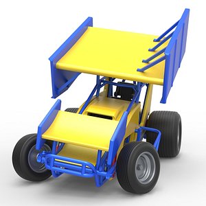 Diecast Winged Sprint car while turning Scale 1 to 25 3D model